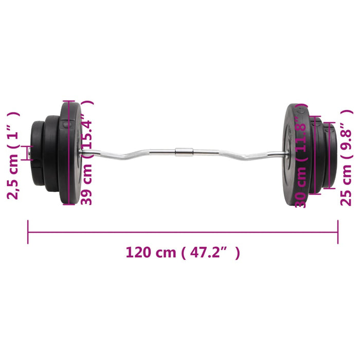 Set halteră ondulată cu greutăți, 60 kg - WALTI WALTI