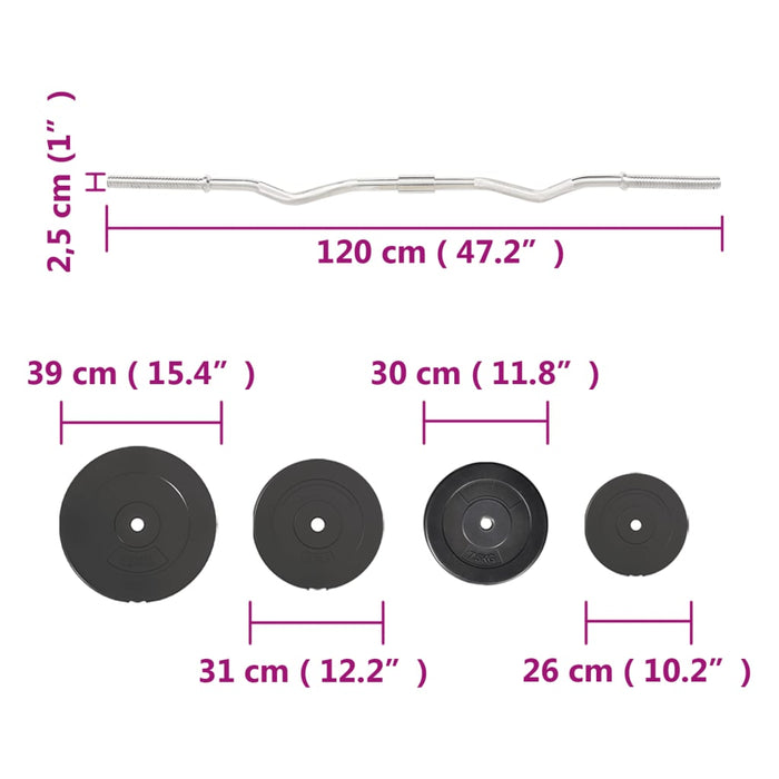 Set halteră ondulată cu greutăți, 90 kg - WALTI WALTI