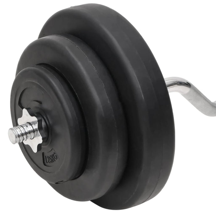 Halteră curbată și ganteră cu discuri de greutate, 60 kg - WALTI WALTI