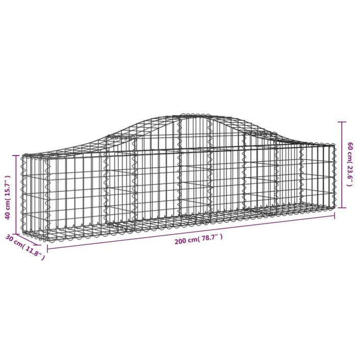 Coșuri gabion arcuite 25 buc, 200x30x40/60 cm, fier galvanizat WALTI