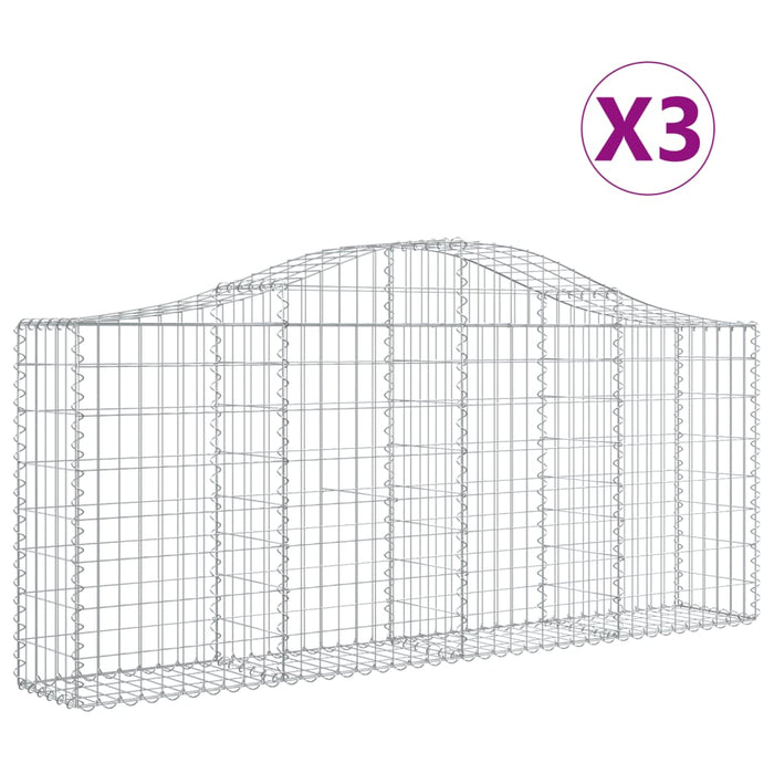 Coșuri gabion arcuite 3 buc, 200x30x80/100cm, fier galvanizat - WALTI WALTI