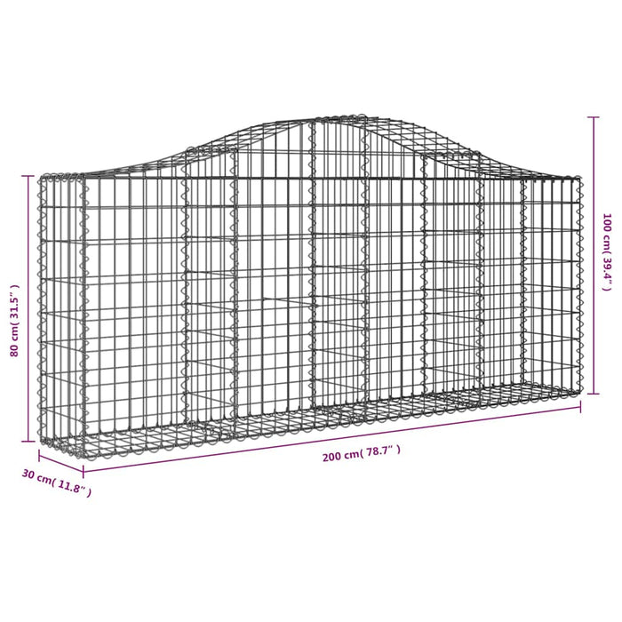 Coșuri gabion arcuite 30 buc, 200x30x80/100 cm, fier galvanizat - WALTI WALTI