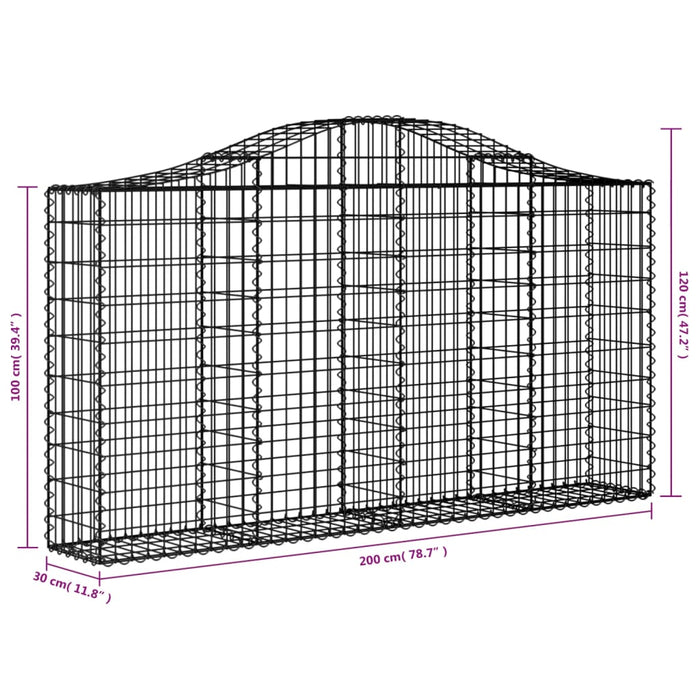 Coșuri gabion arcuite 8 buc, 200x30x100/120 cm fier galvanizat - WALTI WALTI