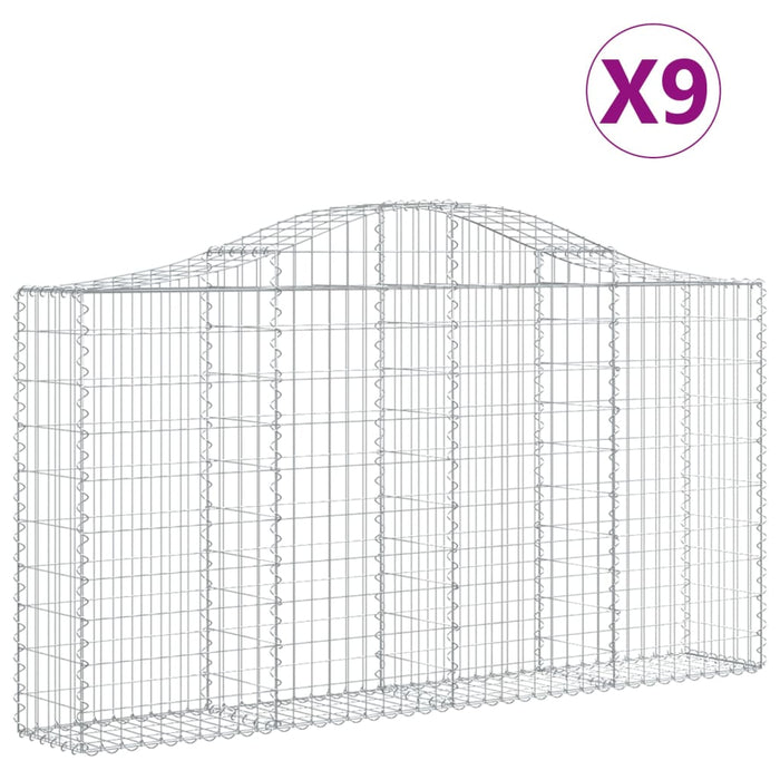 Coșuri gabion arcuite 9 buc, 200x30x100/120 cm fier galvanizat - WALTI WALTI