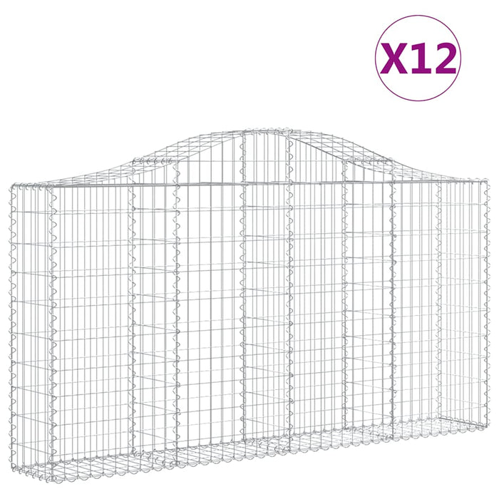 Coșuri gabion arcuite 12 buc, 200x30x100/120 cm fier galvanizat - WALTI WALTI