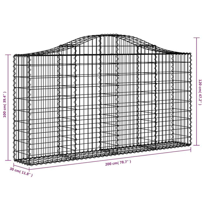 Coșuri gabion arcuite 12 buc, 200x30x100/120 cm fier galvanizat - WALTI WALTI