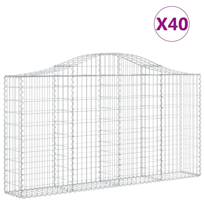 Coșuri gabion arcuite 40 buc, 200x30x100/120 cm fier galvanizat WALTI
