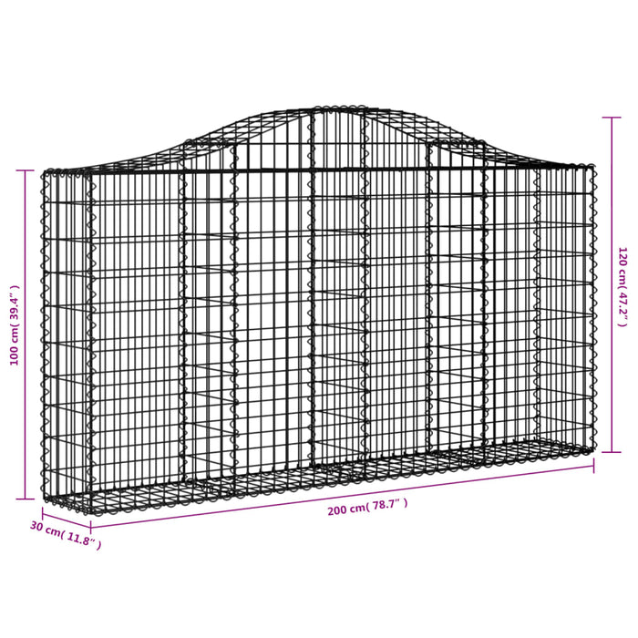 Coșuri gabion arcuite 40 buc, 200x30x100/120 cm fier galvanizat WALTI