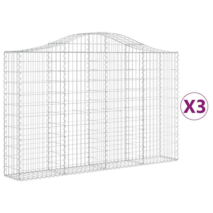 Coșuri gabion arcuite 3 buc, 200x30x120/140 cm, fier galvanizat WALTI