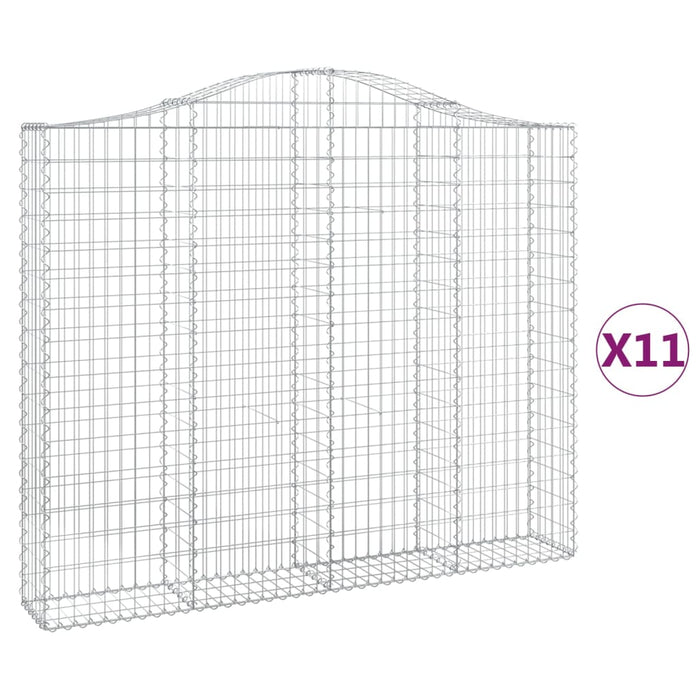 Coș gabion arcuit, 11 buc, 200x30x160/180 cm, fier galvanizat WALTI