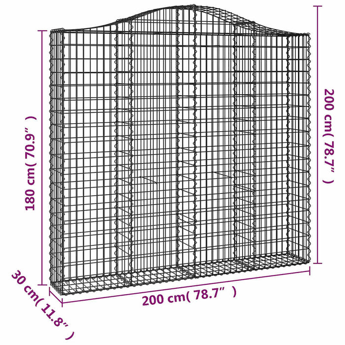 Coșuri gabion arcuite 3 buc, 200x30x180/200cm, fier galvanizat - WALTI WALTI