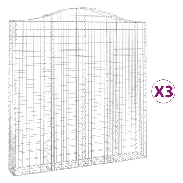 Coșuri gabion arcuite 3 buc. 200x30x200/220 cm fier galvanizat - WALTI WALTI