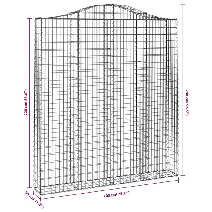 Coșuri gabion arcuite, 2 buc 200x30x220/240cm, fier galvanizat - WALTI WALTI