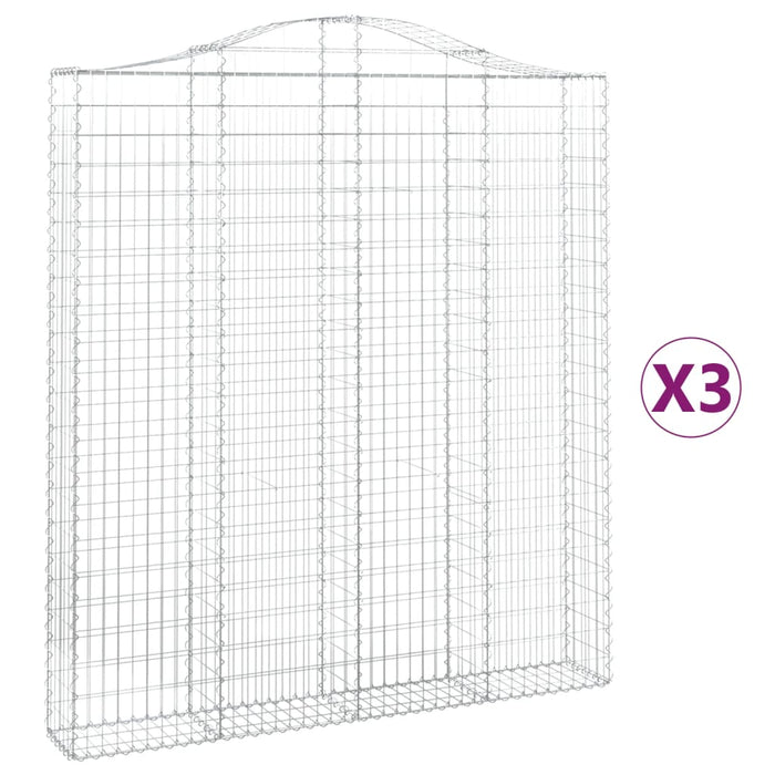 Coșuri gabion arcuite,3 buc., 200x30x220/240cm, fier galvanizat - WALTI WALTI