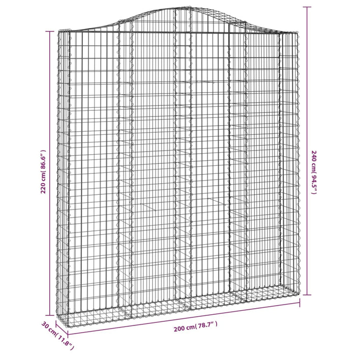 Coșuri gabion arcuite, 5 buc 200x30x220/240cm, fier galvanizat WALTI