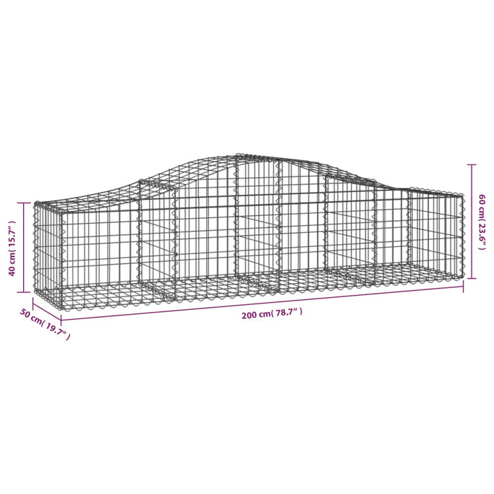 Coșuri gabion arcuite 9 buc, 200x50x40/60 cm, fier galvanizat - WALTI WALTI