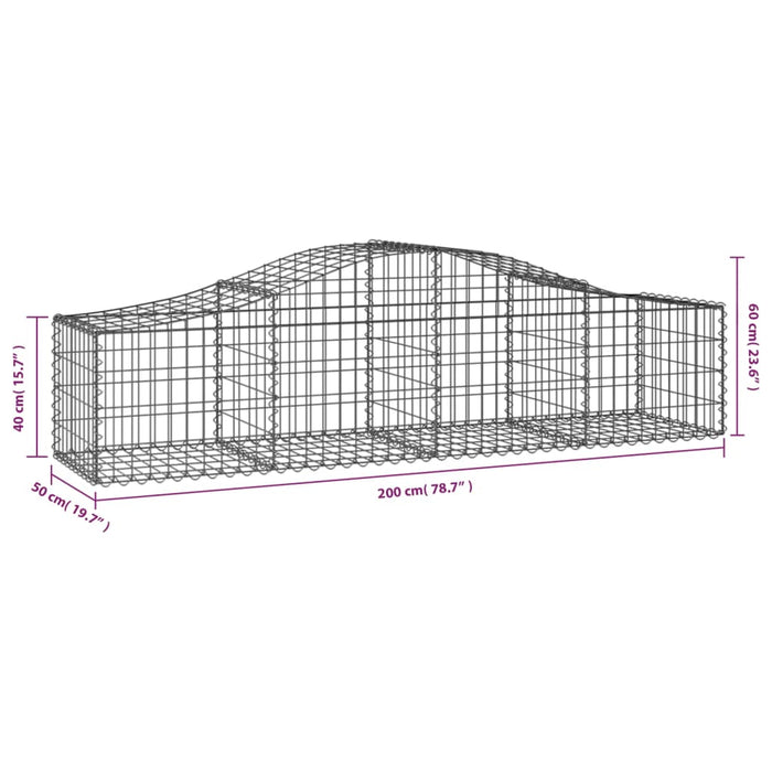 Coșuri gabion arcuite 10 buc, 200x50x40/60 cm, fier galvanizat - WALTI WALTI