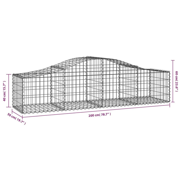 Coșuri gabion arcuite 13 buc, 200x50x40/60 cm, fier galvanizat - WALTI WALTI