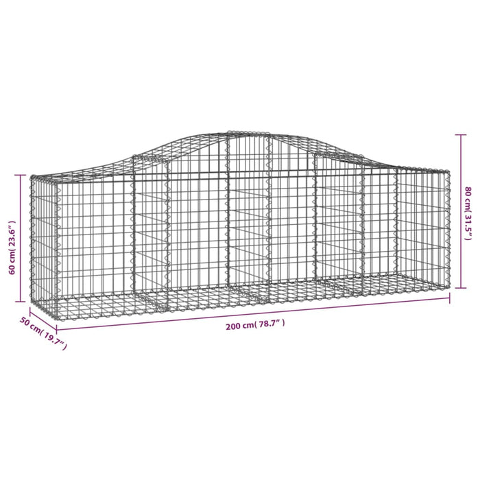 Coșuri gabion arcuite 4 buc, 200x50x60/80 cm, fier galvanizat - WALTI WALTI