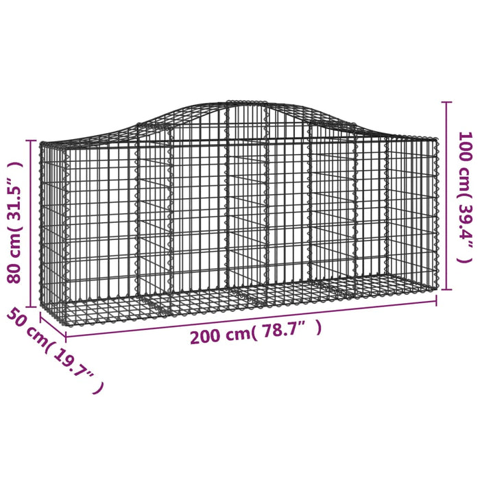 Coșuri gabion arcuite 7 buc, 200x50x80/100 cm, fier galvanizat - WALTI WALTI