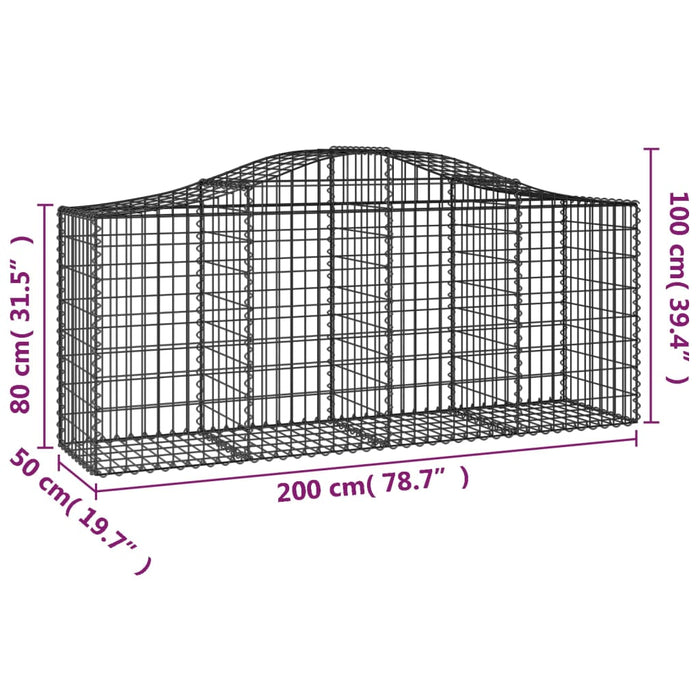 Coșuri gabion arcuite 12 buc, 200x50x80/100 cm, fier galvanizat - WALTI WALTI