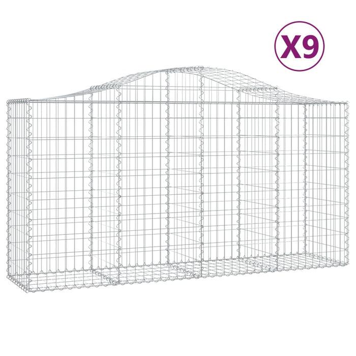 Coșuri gabion arcuite 9 buc, 200x50x100/120 cm, fier galvanizat - WALTI WALTI