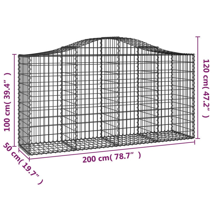 Coșuri gabion arcuite 40 buc, 200x50x100/120cm, fier galvanizat - WALTI WALTI