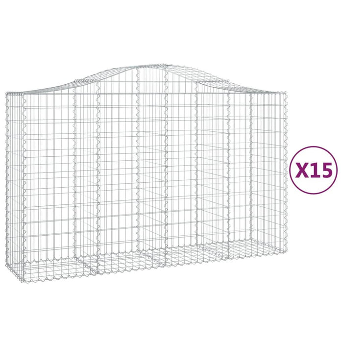 Coșuri gabion arcuite 15 buc, 200x50x120/140 cm,fier galvanizat - WALTI WALTI