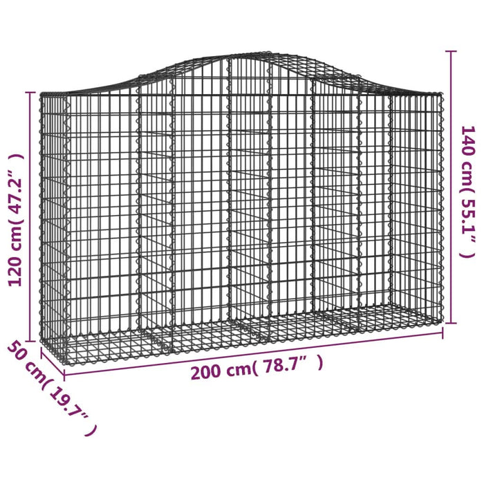 Coșuri gabion arcuite 15 buc, 200x50x120/140 cm,fier galvanizat - WALTI WALTI