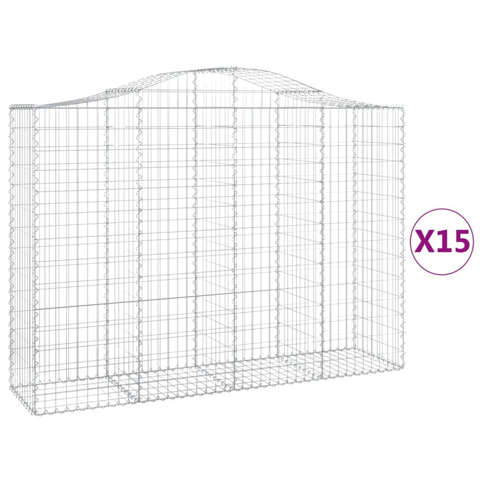 Coșuri gabion arcuite 15 buc, 200x50x140/160cm, fier galvanizat - WALTI WALTI