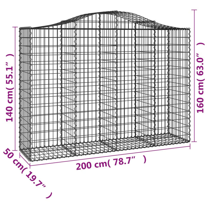 Coșuri gabion arcuite 50 buc, 200x50x140/160cm, fier galvanizat - WALTI WALTI