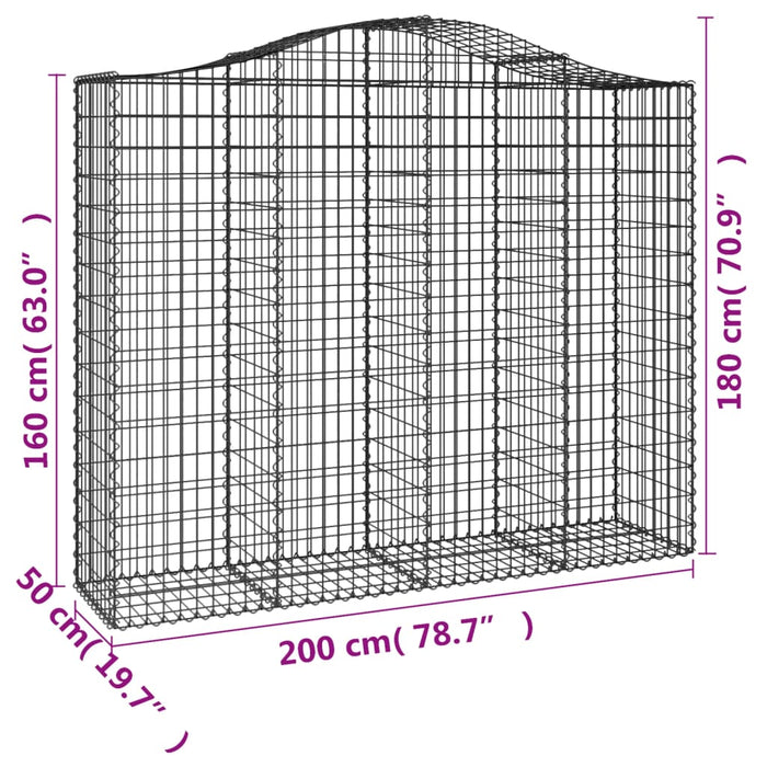 Coșuri gabion arcuite 3 buc, 200x50x160/180 cm, fier galvanizat - WALTI WALTI