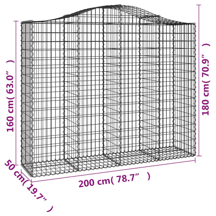 Coșuri gabion arcuite 5 buc, 200x50x160/180 cm, fier galvanizat - WALTI WALTI