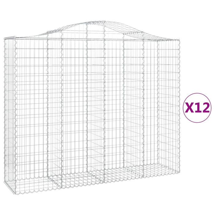Coș gabion arcuit, 12 buc, 200x50x160/180 cm, fier galvanizat - WALTI WALTI