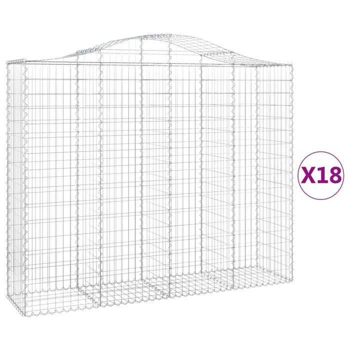 Coș gabion arcuit, 18 buc, 200x50x160/180 cm, fier galvanizat - WALTI WALTI