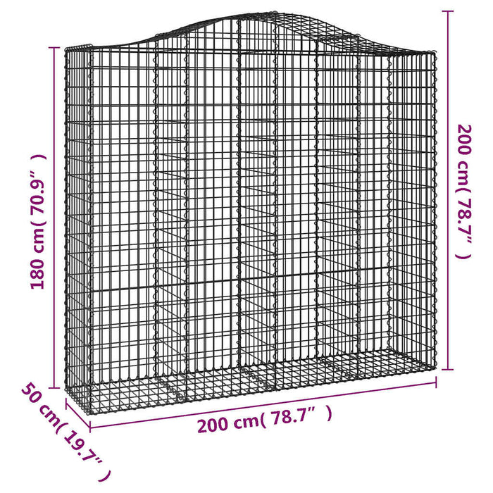 Coșuri gabion arcuite 2 buc, 200x50x180/200 cm, fier galvanizat - WALTI WALTI
