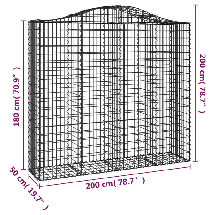 Coșuri gabion arcuite 3 buc, 200x50x180/200 cm, fier galvanizat - WALTI WALTI