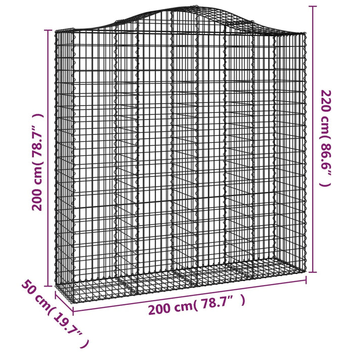 Coșuri gabion arcuite, 4 buc 200x50x200/220 cm, fier galvanizat - WALTI WALTI