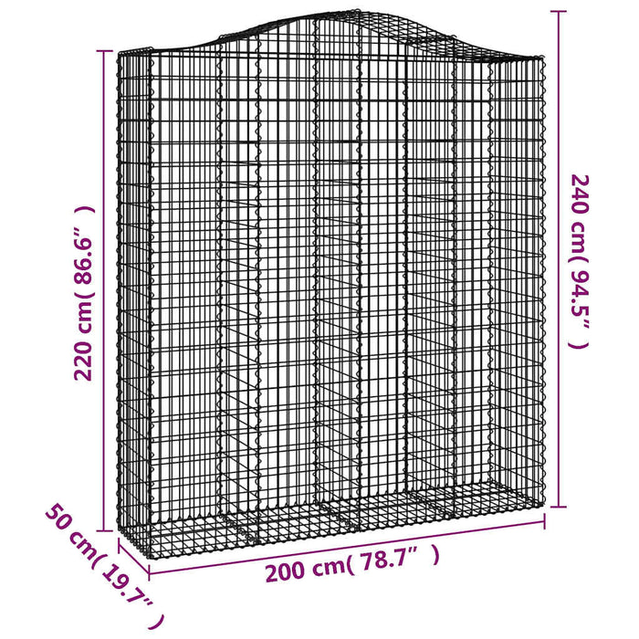 Coșuri gabion arcuite, 7 buc, 200x50x220/240cm, fier galvanizat - WALTI WALTI
