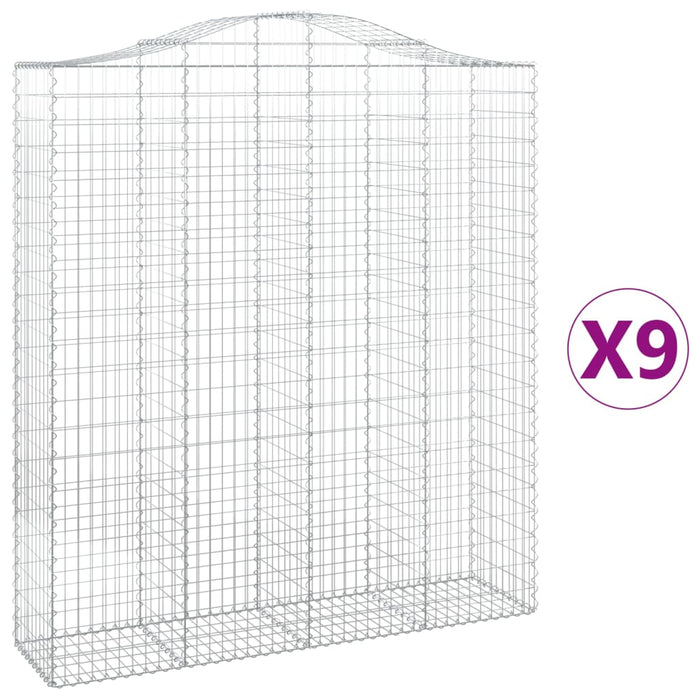 Coșuri gabion arcuite, 9 buc, 200x50x220/240cm, fier galvanizat - WALTI WALTI