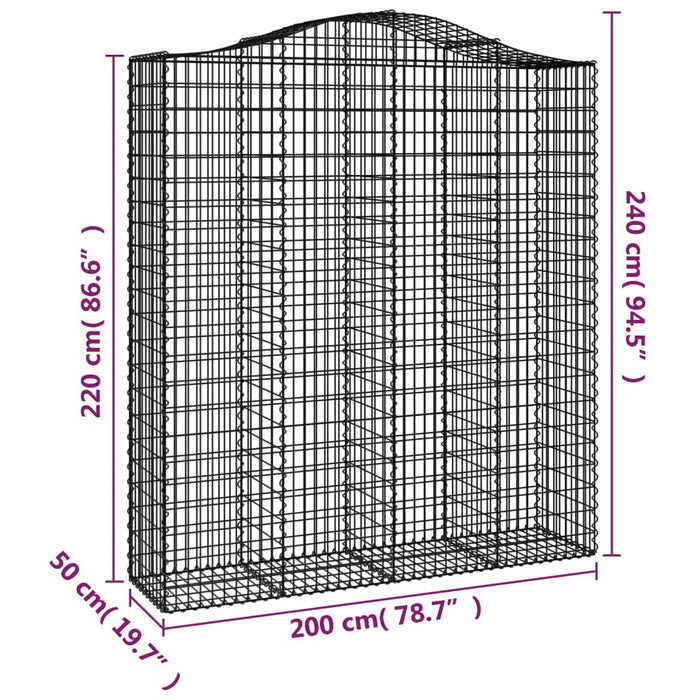 Coșuri gabion arcuite, 11 buc 200x50x220/240cm, fier galvanizat - WALTI WALTI