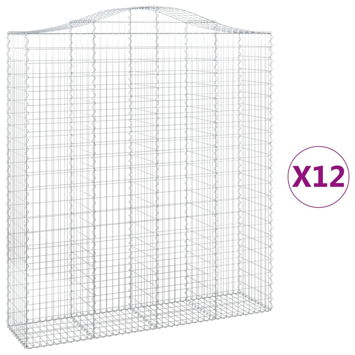 Coșuri gabion arcuite, 12 buc 200x50x220/240cm, fier galvanizat - WALTI WALTI