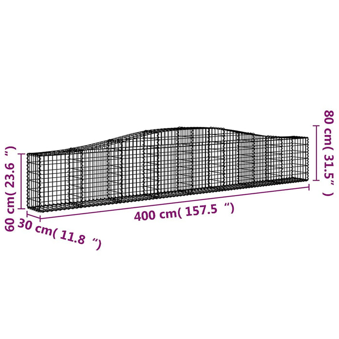 Coșuri gabion arcuite 3 buc, 400x30x60/80 cm, fier galvanizat - WALTI WALTI