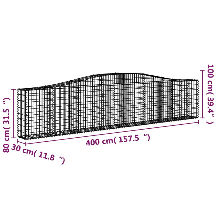 Coșuri gabion arcuite 5 buc, 400x30x80/100 cm, fier galvanizat - WALTI WALTI