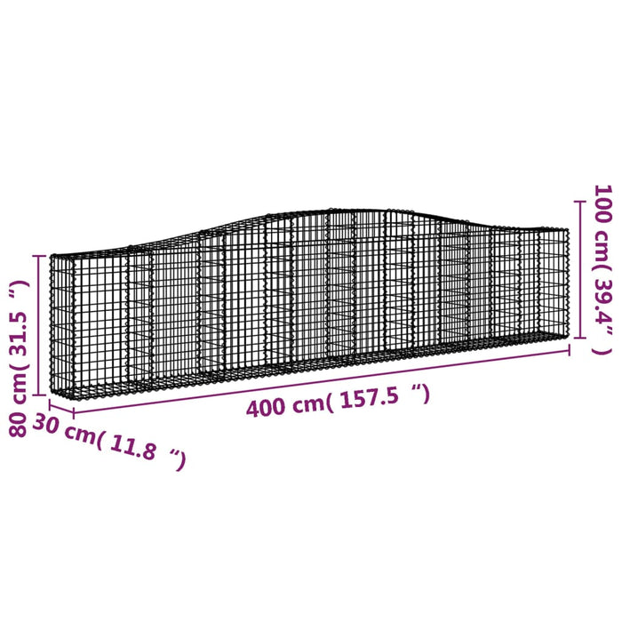Coșuri gabion arcuite 9 buc, 400x30x80/100 cm, fier galvanizat - WALTI WALTI