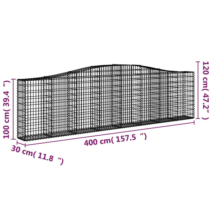 Coșuri gabion arcuite 15 buc, 400x30x100/120 cm fier galvanizat - WALTI WALTI
