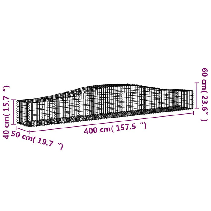 Coșuri gabion arcuite 3 buc, 400x50x40/60 cm, fier galvanizat - WALTI WALTI
