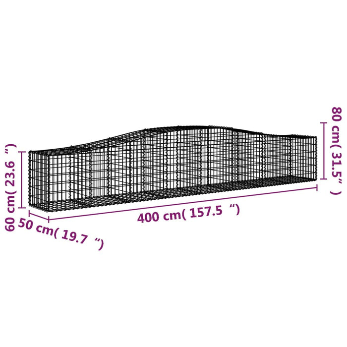 Coșuri gabion arcuite 4 buc, 400x50x60/80 cm, fier galvanizat - WALTI WALTI