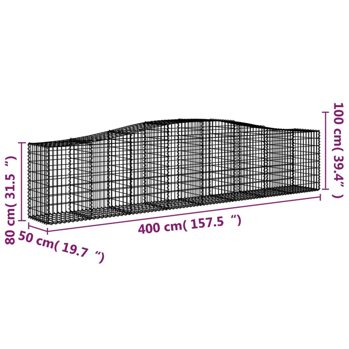 Coșuri gabion arcuite 8 buc, 400x50x80/100 cm, fier galvanizat - WALTI WALTI