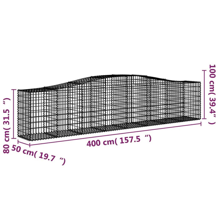 Coșuri gabion arcuite 9 buc, 400x50x80/100 cm, fier galvanizat - WALTI WALTI